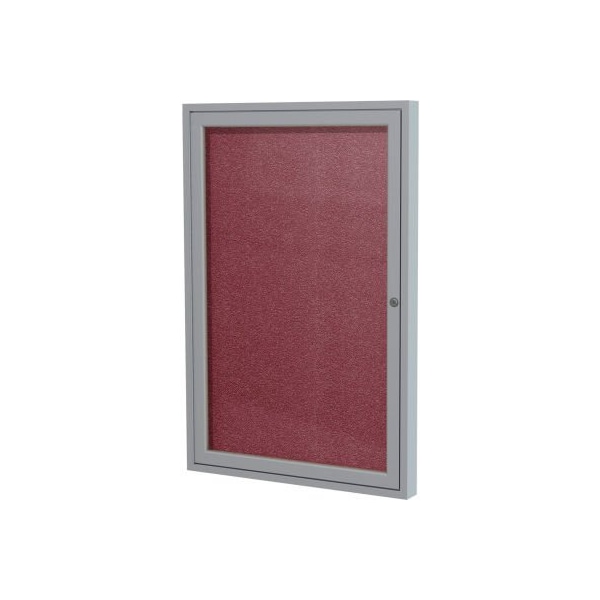 Ghent Enclosed Bulletin Board, Outdoor, 1 Door, 36"W x 36"H, Berry Vinyl/Silver Frame PA13636VX-187 - main